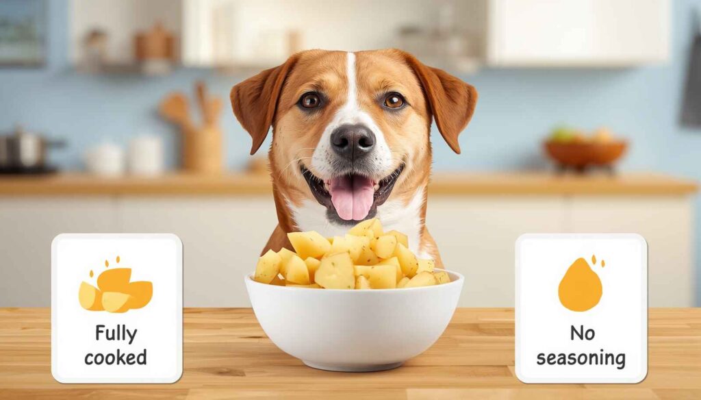 Can Dogs Eat Cooked Potatoes bowl of plain cooked potatoes for dogs