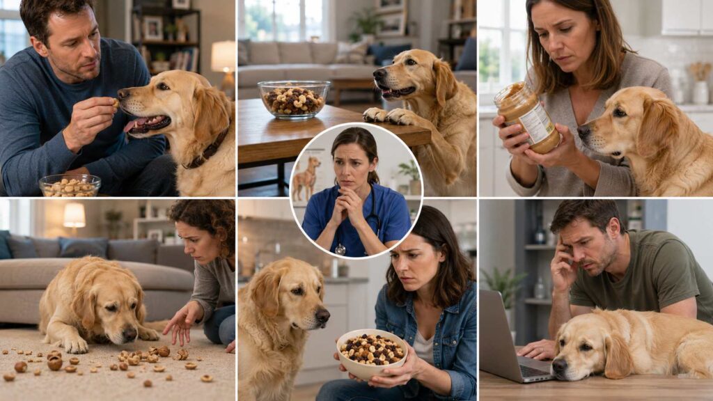 Common situations where dog owners accidentally expose pets to unsafe nuts and nut products