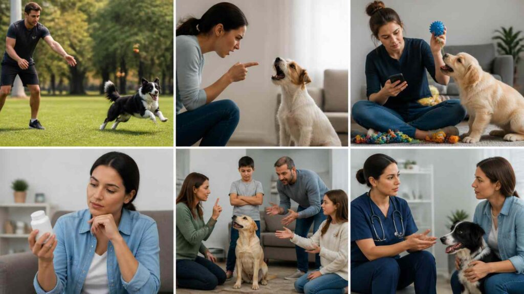 Owners making common mistakes such as excessive fetch, punishment, inconsistent training and using supplements before veterinary advice.
