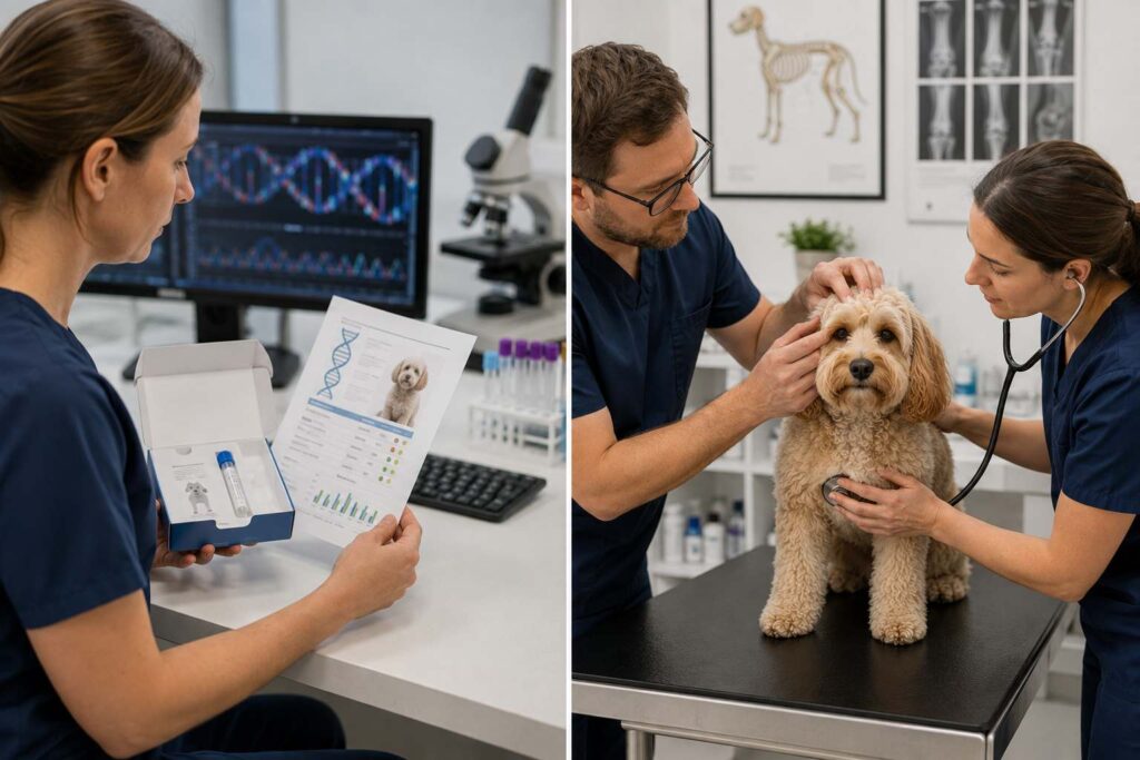 Comparison of canine DNA testing and clinical veterinary health screening for breeding dogs