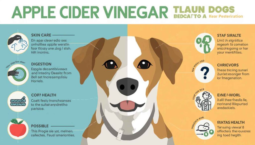 Infographic showing benefits and risks of apple cider vinegar for dogs.