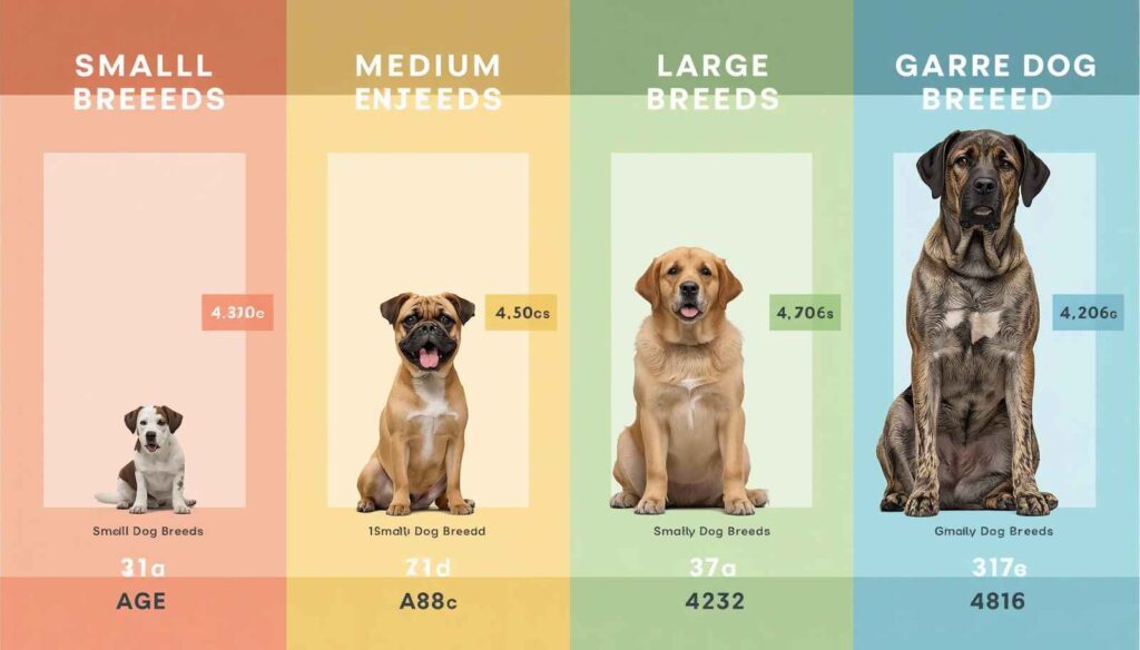 Growth timeline comparison of small medium large and giant dog breeds