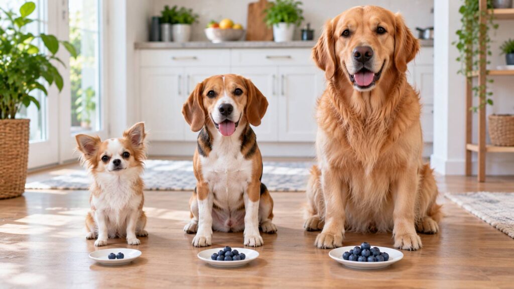 Can dogs eat blueberries in different portion sizes based on their size and diet
