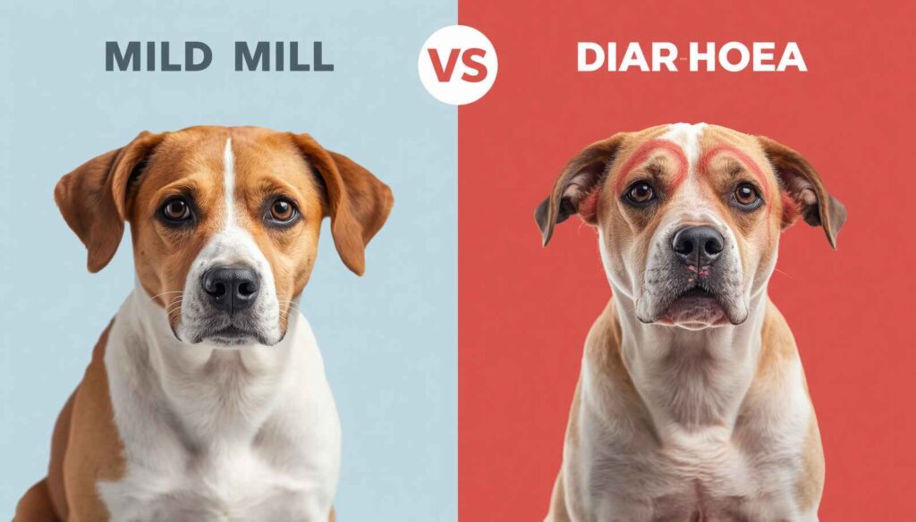 Comparison of mild and serious diarrhoea symptoms in dogs