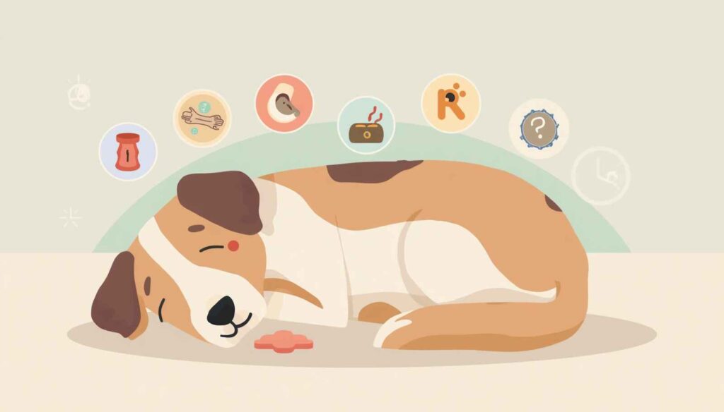 Sick dog showing symptoms of onion poisoning like vomiting weakness and loss of appetite