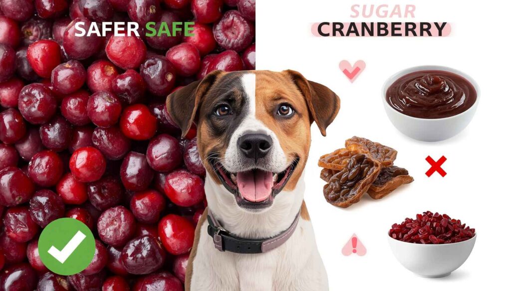 Comparison of safe fresh cranberries and unsafe cranberry products for dogs