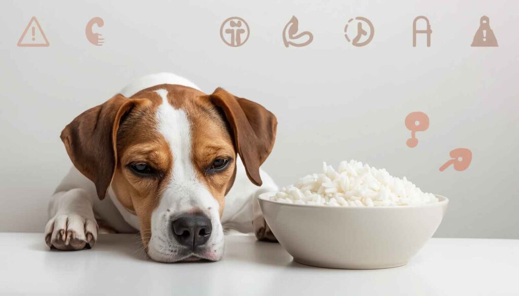 Dog feeling uncomfortable after eating rice showing when rice is not suitable for dogs