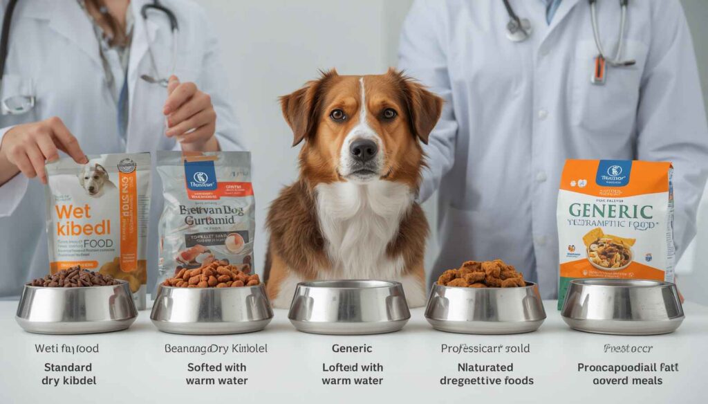 Comparison of wet food, dry kibble and softened kibble for dogs with acid reflux.