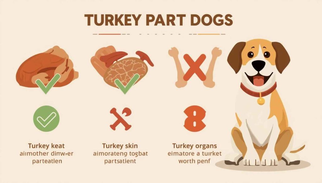 Turkey parts chart showing safe and unsafe turkey pieces for dogs