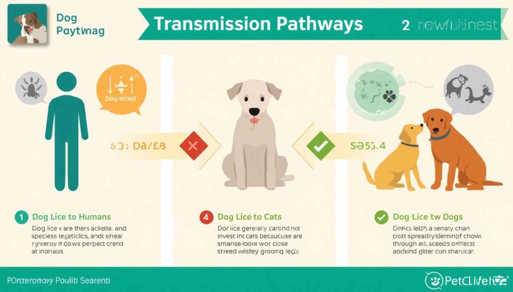 Infographic showing dog lice transmission between humans cats and other dogs