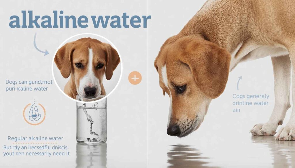 Comparison of a dog drinking alkaline water and regular drinking water in an educational infographic