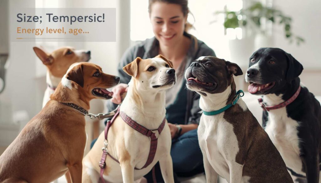 Dog owner meeting potential second dogs while considering size temperament age and energy level