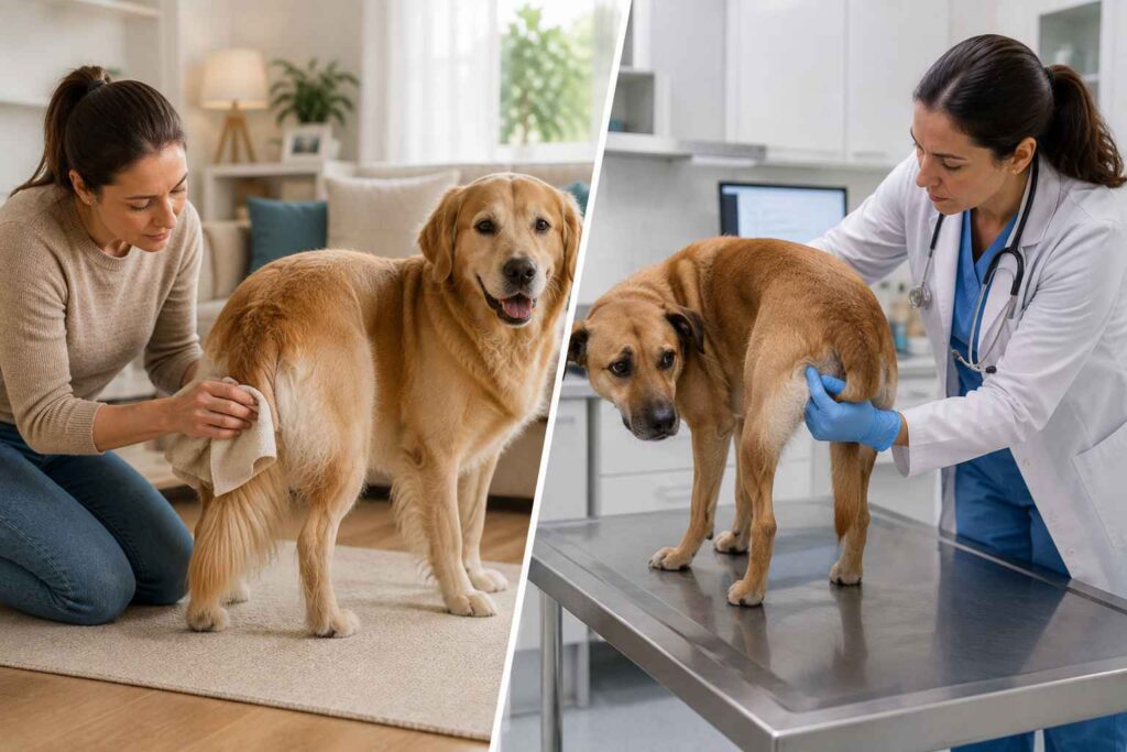 Home remedies for dog scooting compared with veterinary treatment for persistent rear-end discomfort