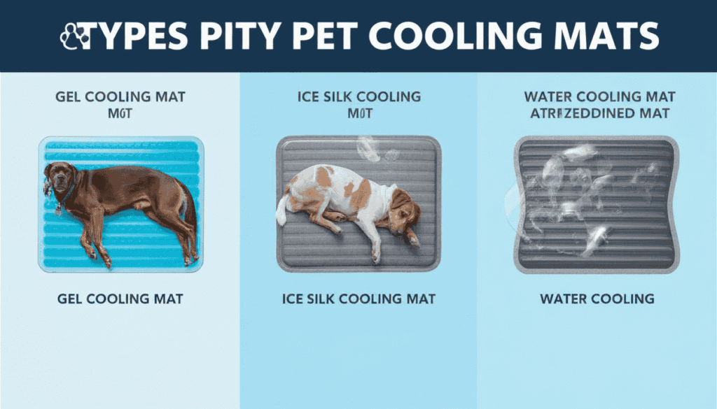 Comparison of gel ice silk and water cooling mats for dogs