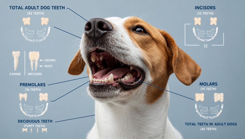 Adult dog showing a complete set of healthy permanent teeth