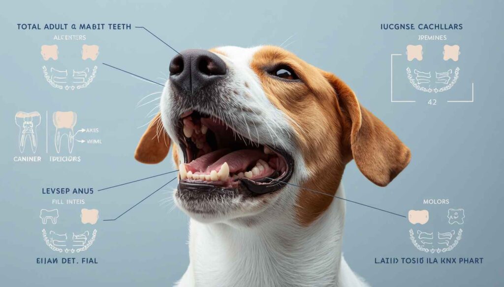Adult dog showing a complete set of healthy permanent teeth