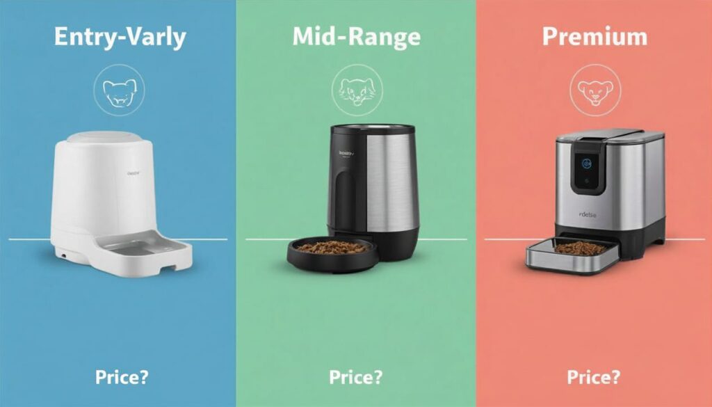 Comparison of budget mid-range and premium automatic dog feeders with different features