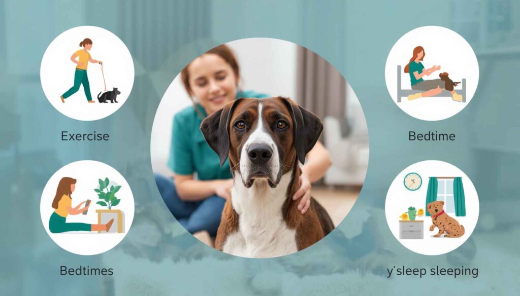 Dog owner using positive reinforcement training techniques to reduce nighttime barking