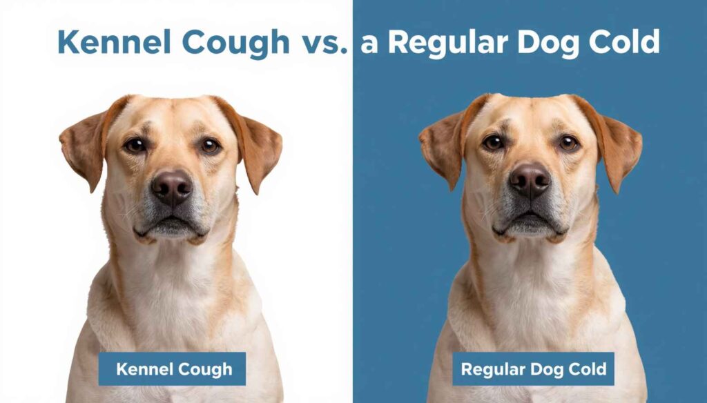 Side-by-side comparison of kennel cough symptoms and dog cold symptoms