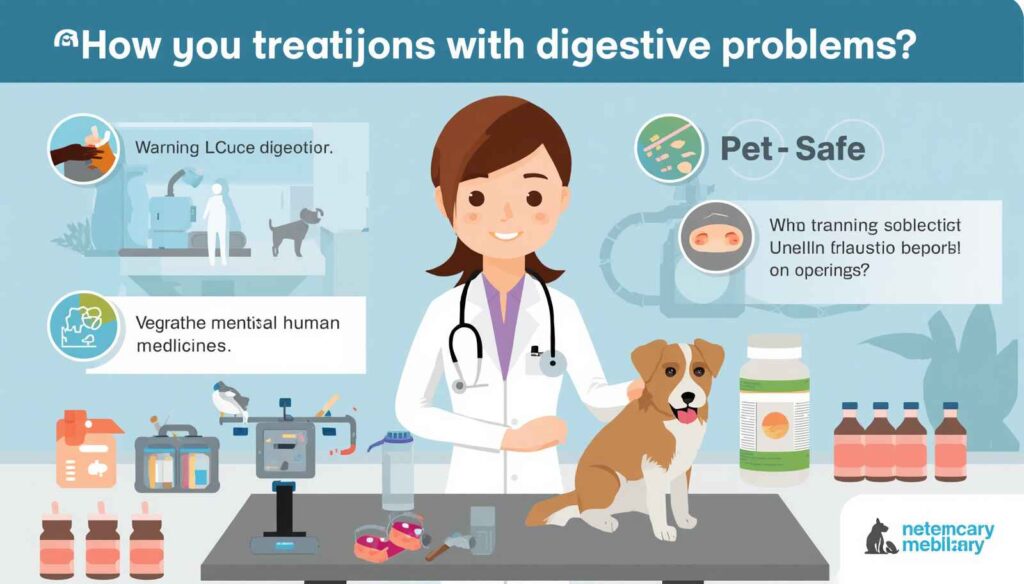Veterinarian discussing safe medications and digestive treatments for dogs