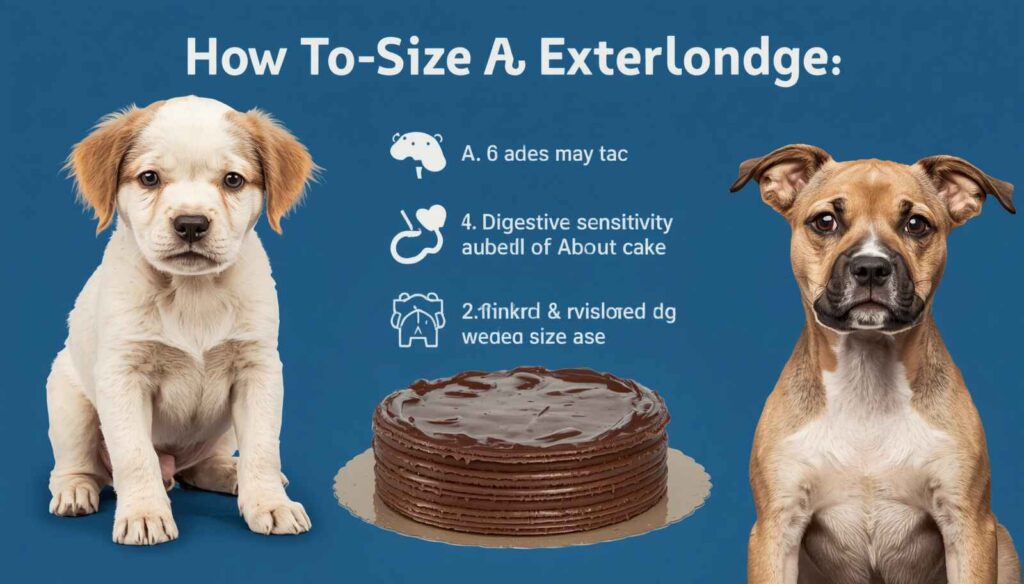 Comparison of a puppy and adult dog with a cake illustrating different sensitivities