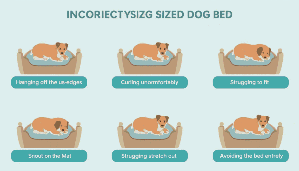 Dog struggling to fit comfortably on a bed that is too small or unsuitable
