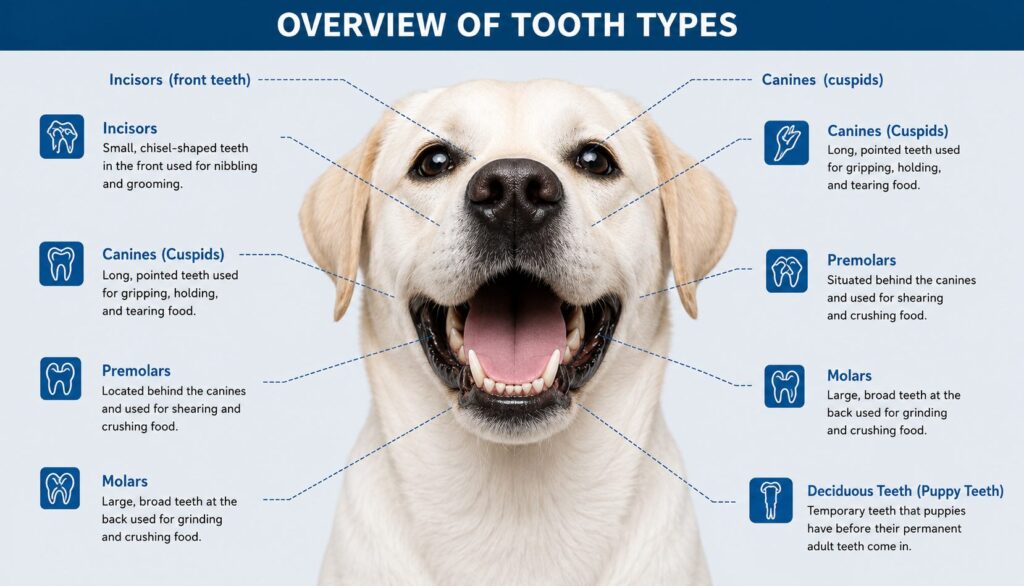 Diagram of a dog's mouth showing incisors canines premolars and molars