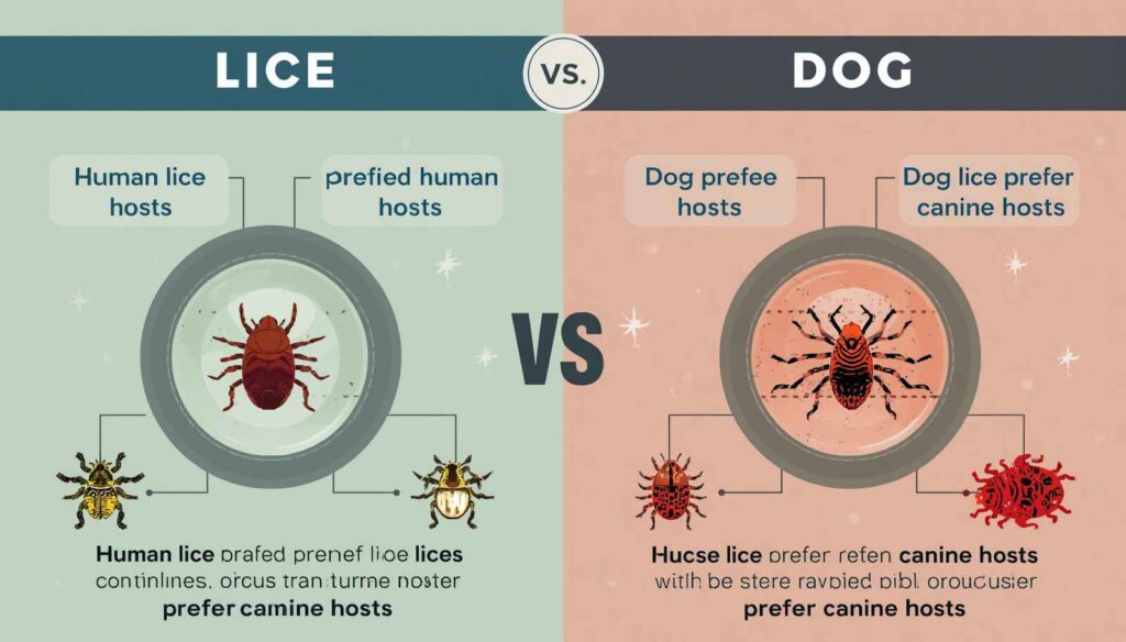 Scientific comparison showing human lice and dog lice adapted to different hosts