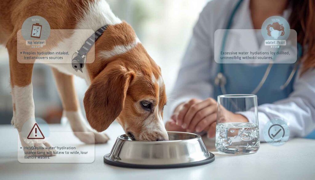 Veterinary infographic showing potential risks of inappropriate water choices for dogs