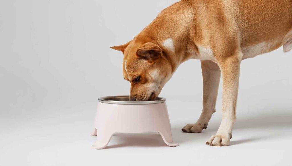 Veterinary infographic highlighting potential risks associated with elevated dog bowls
