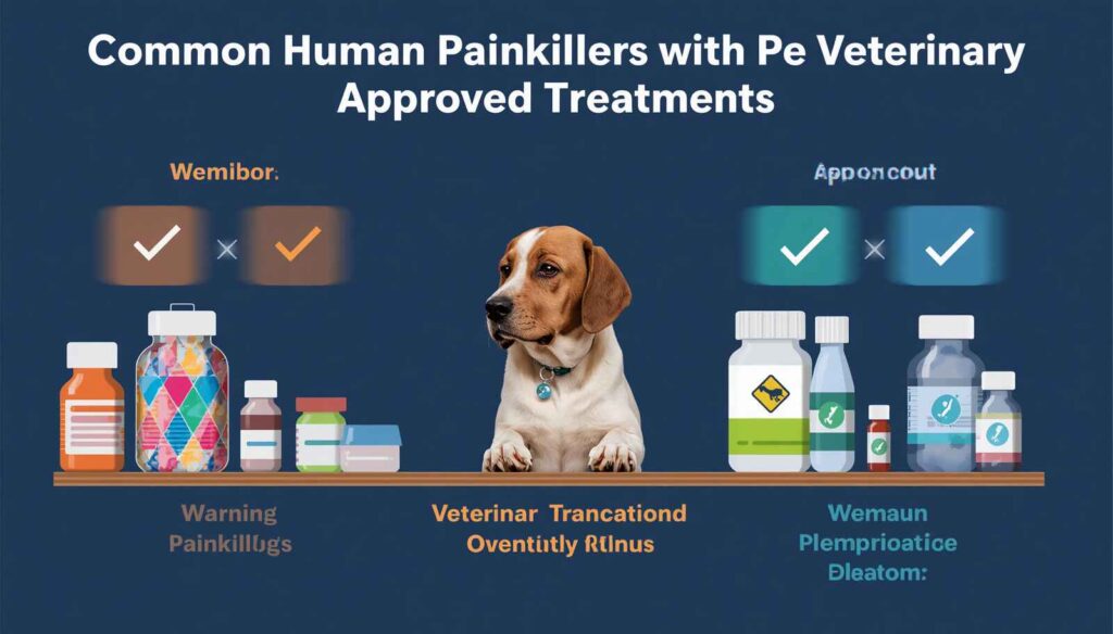 Comparison of human painkillers and veterinarian-approved medications for dogs
