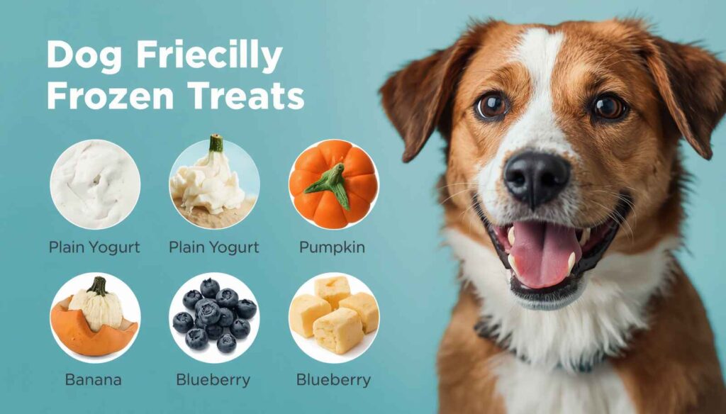 Dog enjoying a frozen dog-friendly treat made with safe ingredients