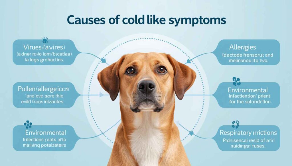 Educational infographic showing common causes of cold-like symptoms in dogs