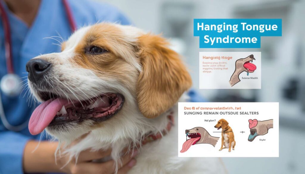 Dog with Hanging Tongue Syndrome being examined by a veterinarian during a health checkup