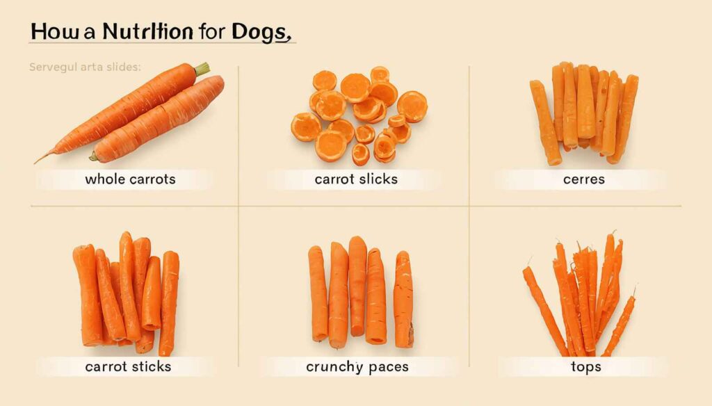 Whole carrots carrot slices carrot sticks and carrot tops prepared for dogs