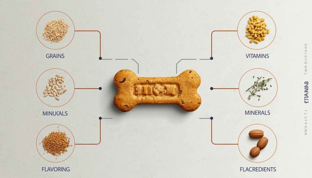 Educational infographic showing the ingredients commonly found in Milk-Bone dog treats