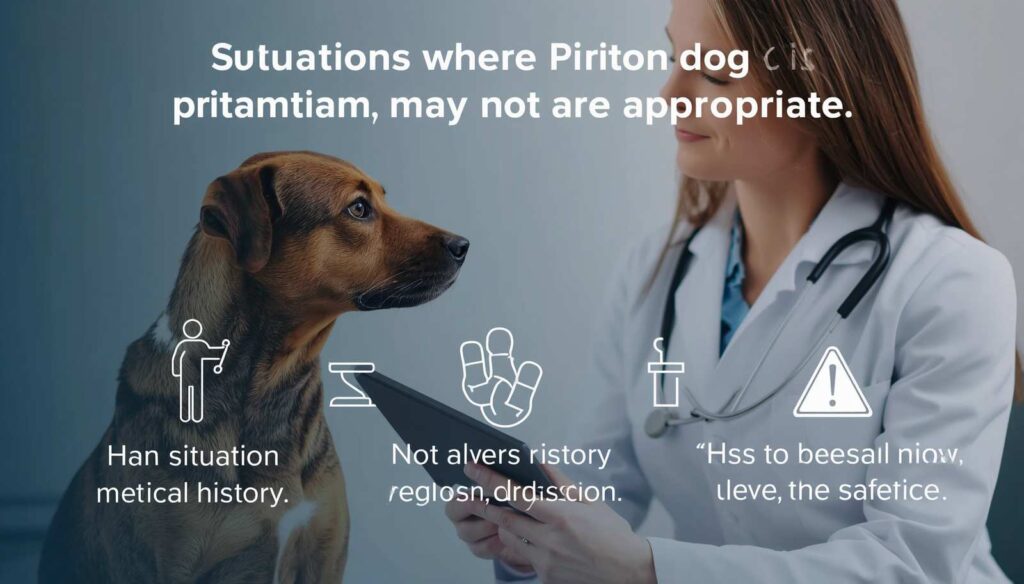 Veterinarian reviewing a dog's medical history before recommending Piriton