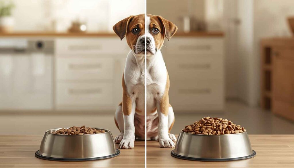 Growing puppy transitioning from puppy food to adult dog food