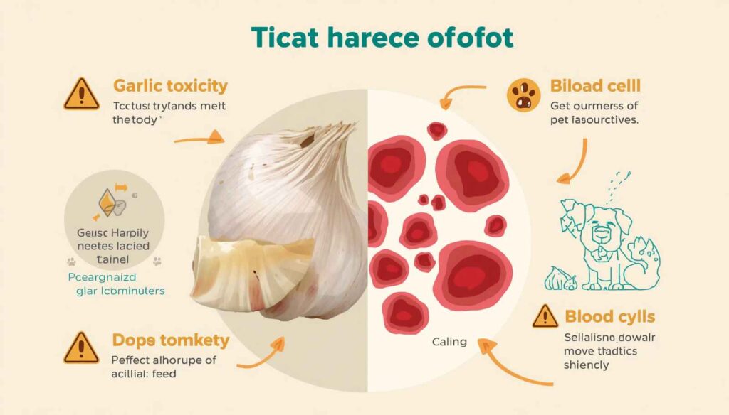 Educational infographic explaining how garlic can affect a dog's red blood cells
