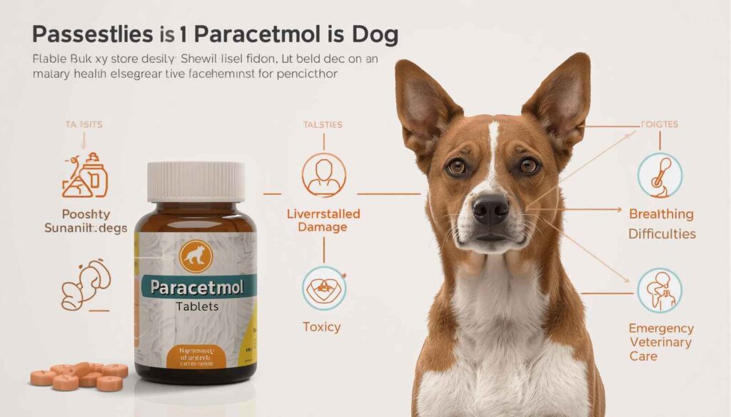 Educational infographic showing the health risks of paracetamol toxicity in dogs
