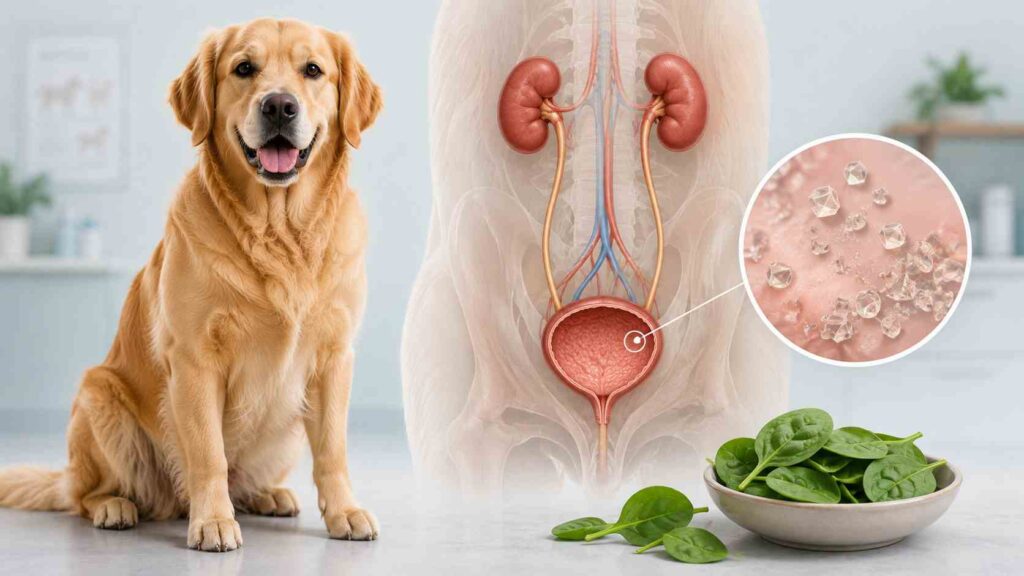 Can dogs eat spinach safely when oxalates and urinary health are a concern?